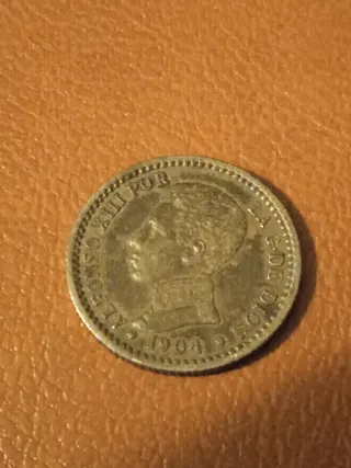 50 céntimos Alfonso XIII 1904, estrellas 1-0.