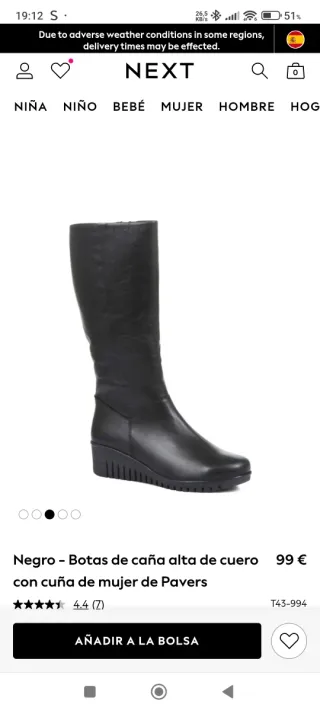 Botas de cuña Pavers negras piel mujer