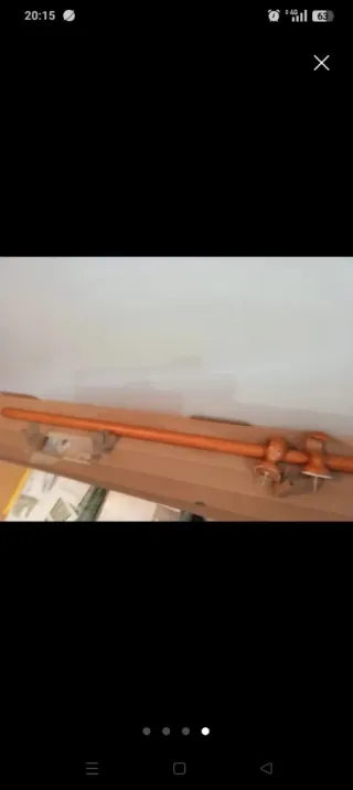 Barra Cortina Madera Pino 150cm, pomos y fijacione