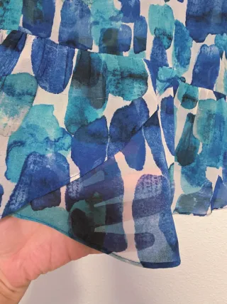 ZARA - Blusa Azul Estampado Acuarela - Talla XL