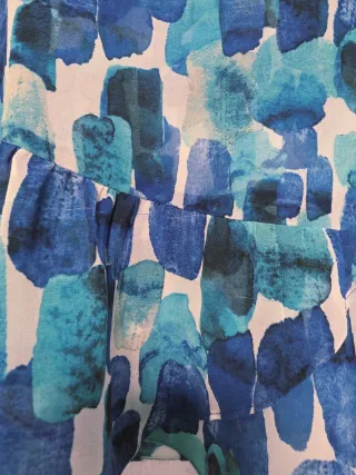 ZARA - Blusa Azul Estampado Acuarela - Talla XL