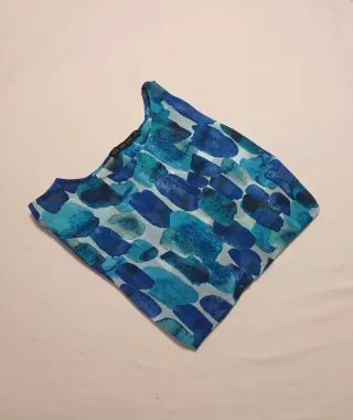 ZARA - Blusa Azul Estampado Acuarela - Talla XL