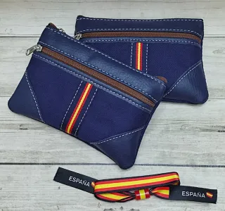 OFERTA! MONEDERO LONA/ PIEL AZUL + REGALO PULSERA