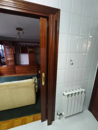 Puerta plegable de sapelly con cristales