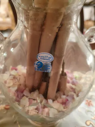 Jarrón cristal tallado plata