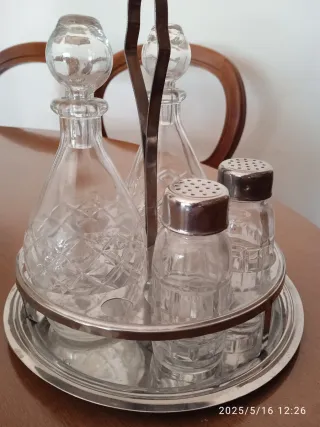 Set Olio e Sale Vintage Vetro e Metallo