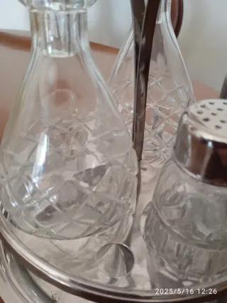 Set Olio e Sale Vintage Vetro e Metallo