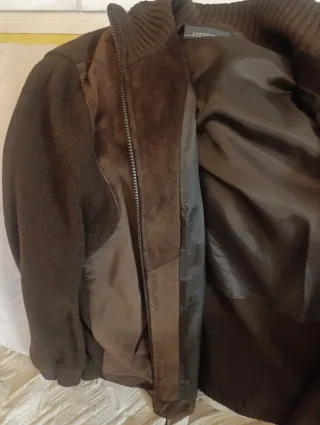 Chaqueta de ante y punto para hombre