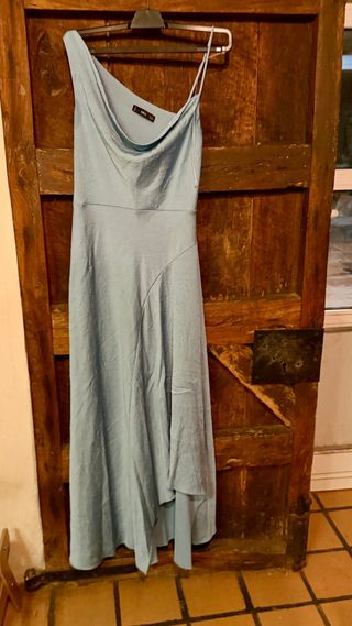 Vestido Mango Midi Asimétrico Azul