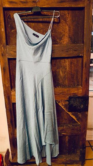 Vestido Mango Midi Asimétrico Azul