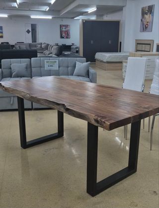MESA DE COMEDOR DE MADERA DE ACACIA + SILLAS