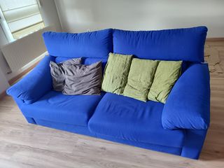 Sofá 3 plazas azul tela