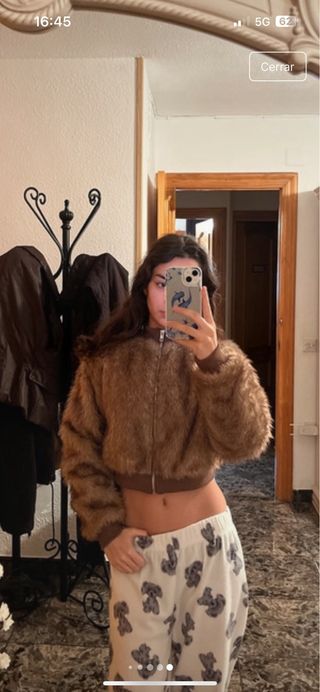 Chaqueta pelo marrón Y2K Talla S