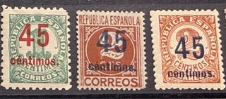 3 Sellos 45 Cts ed 742-44 ** 1938 cat 40€