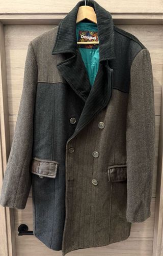 Abrigo Desigual Patchwork Marrón y Gris