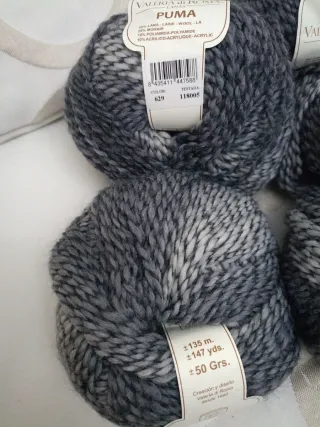 5 Ovillos Lana Valeria di Roma Puma Gris