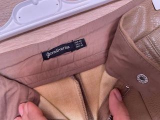 Falda marrón cuero cremallera