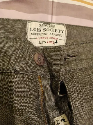 Pantalón Lois Chino Espiguilla Gris, 40-42 aprox.