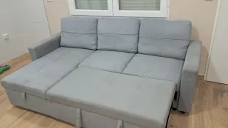 Divano letto grigio in tessuto