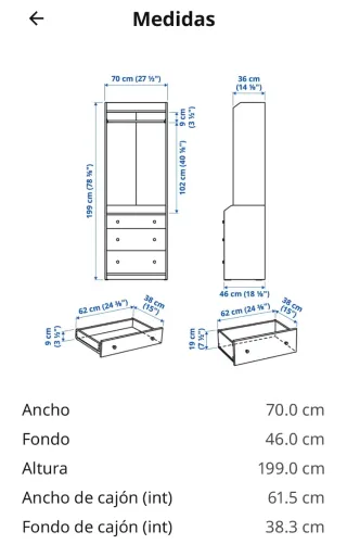Armario vestidor gris