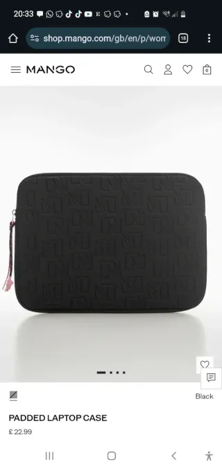 Funda portátil Alcolchada Mango negra logo M