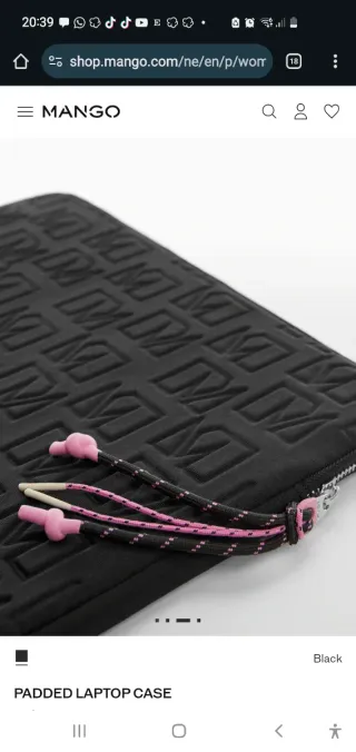 Funda portátil Alcolchada Mango negra logo M