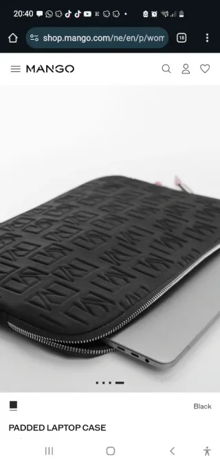 Funda portátil Alcolchada Mango negra logo M