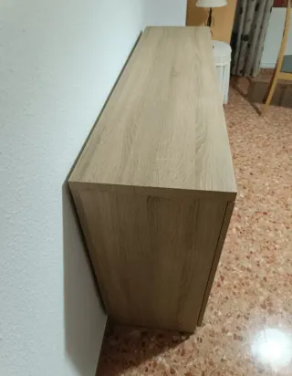 Mueble aparador salón madera y cristal