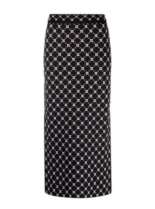 Falda midi Lanvin negra con estampado