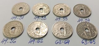 Lote 8 monedas 50 cent. Franco España varias fecha