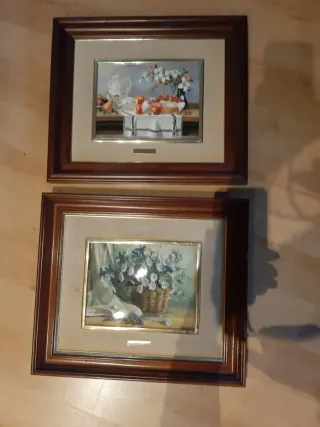 Set 2 Cuadros Esmalte Frutas Flores