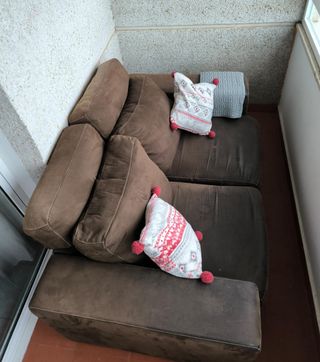 Sofá de piel marrón 2 plazas