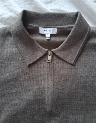 Polo Reiss 100% Merino Marrón Media Cremallera
