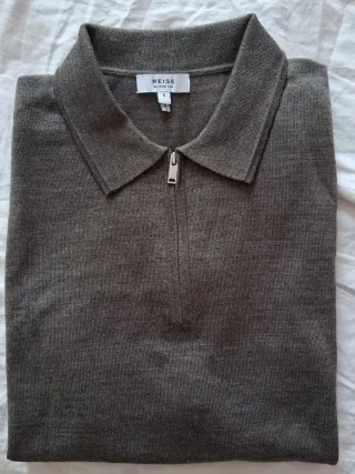 Polo Reiss 100% Merino Marrón Media Cremallera