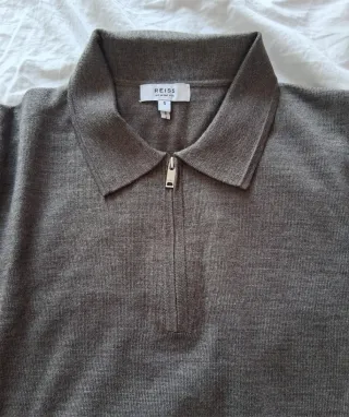 Polo Reiss 100% Merino Marrón Media Cremallera