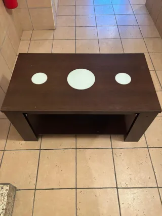 Mesa de centro elevable salon marrón con detalles