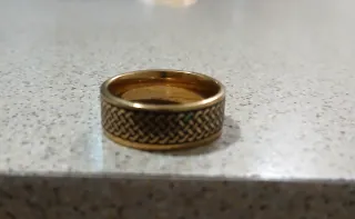 Anillo Caballero Acero Inoxidable Dorado Negro