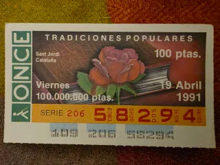 Cupón ONCE Tradiciones Populares 1991