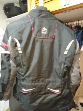 Chaqueta Moto Mujer Negra y Gris