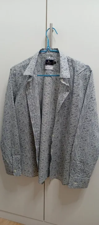 Camisa Lacoste Estampada Azul Talla S