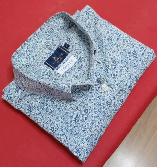 Camisa Lacoste Estampada Azul Talla S