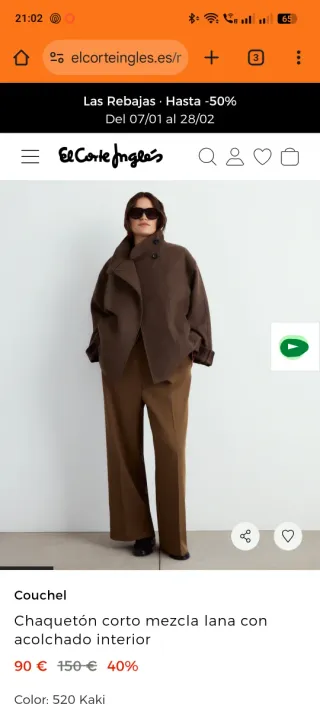 Chaqueta Couchel Lana Mujer Beige/Marrón