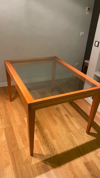 Mesa Comedor Madera y Cristal