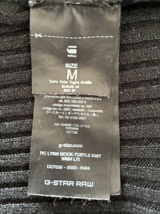 Jersey negro de G-Star Raw. Talla M