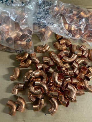 Lote de 100 codos de cobre de 15