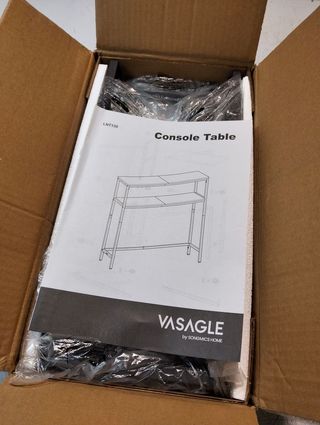 Tavolo Consolle 80 cm 2 Ripiani Marmo Nero VASAGLE LNT130B22