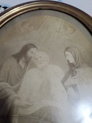 Quadro ovale scena sacra