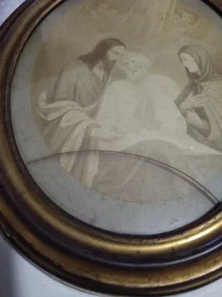 Quadro ovale scena sacra