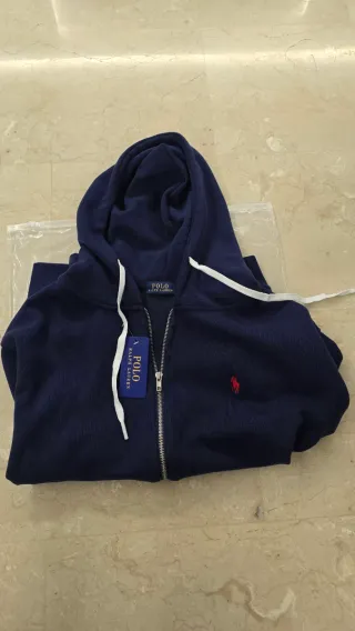 Sudadera Ralph Lauren Azul capucha y Cremallera
