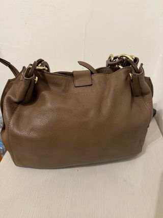 Borsa pelle marrone e gialla